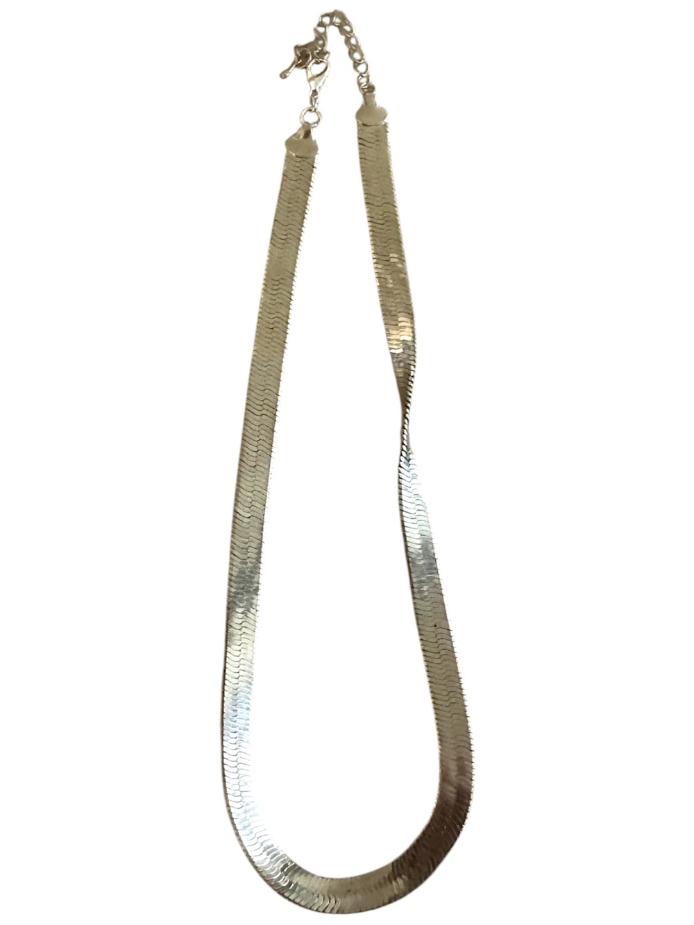 Silver Tone Flat Chain Necklace